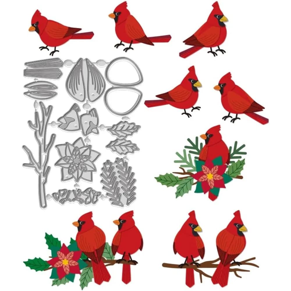 Cardinal Bird Animal Carbon Steel Cutting Dies Bird Metal Die Cuts Stencils for DIY Scrapbooking Branch Leaves making kit