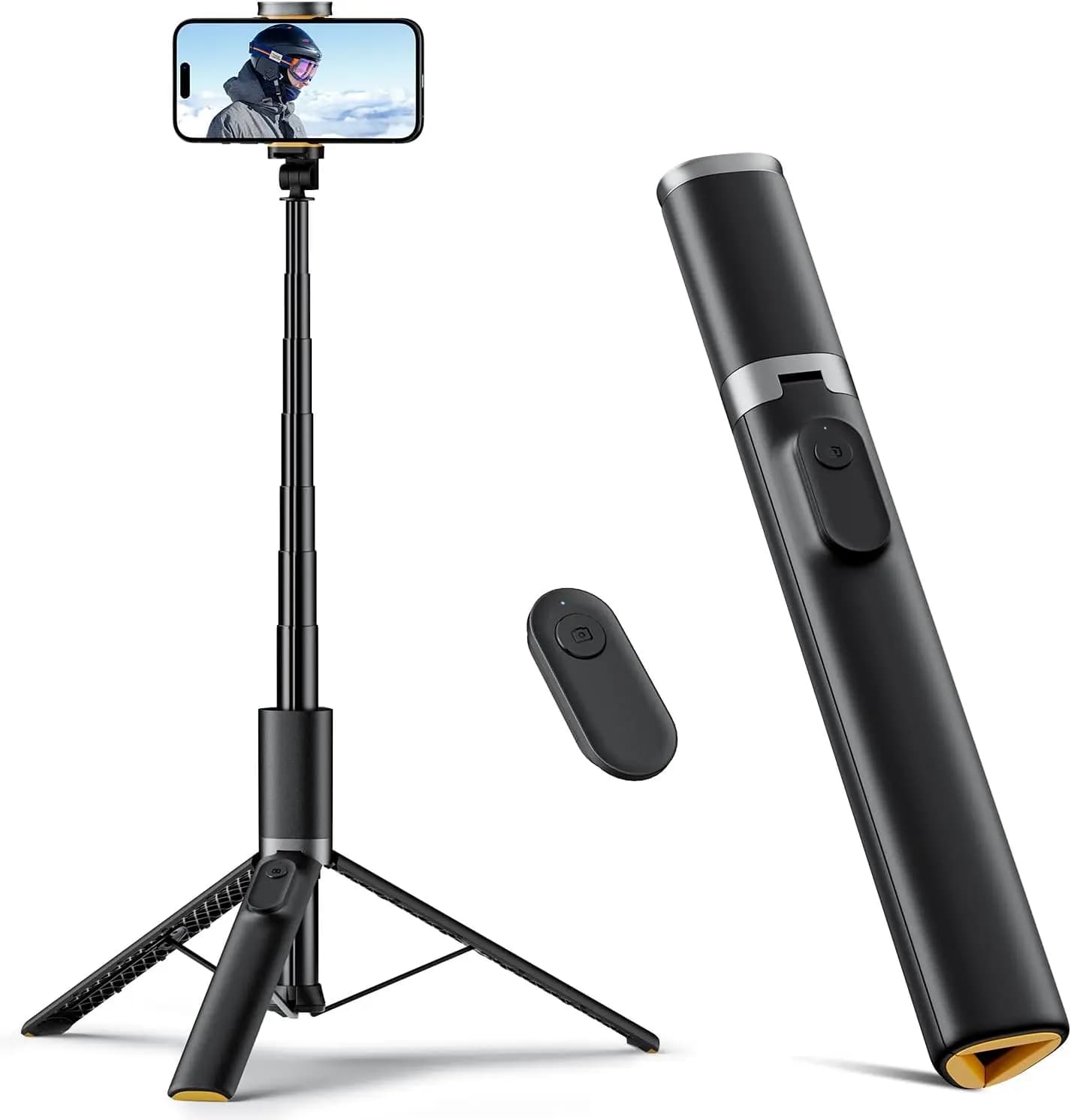 Bastone Selfie Estensibile da 63 Pollici con Telecomando Wireless, Supporto Portatile per Telefono iPhone/Android