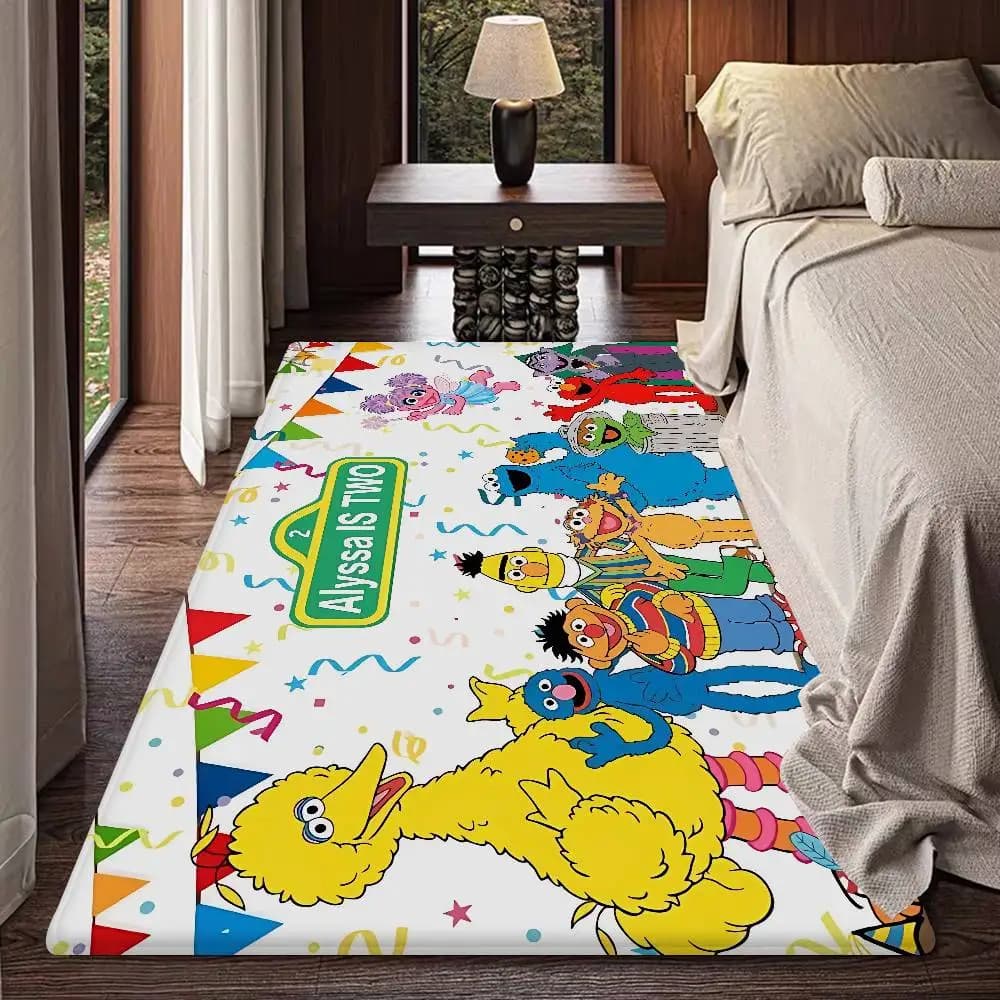 S-Sesame S-Street Hallway Carpet Retro Multiple Choice Living Room Kitchen Rug Non-Slip Welcome Rug