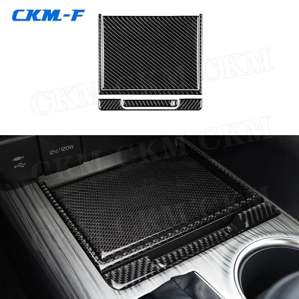 Carbon Fiber Car Gear Shift Panel Storage Box Trim Frame Cover Stickers For Toyota Camry 2018 2019 Car Styling