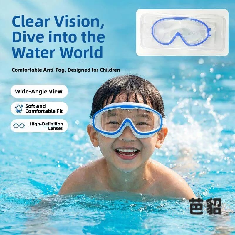Occhialini da Nuoto ad Alta Definizione per Bambini e Adulti, Impermeabili, Antiappannamento, Professionali, con Montatura Grande
