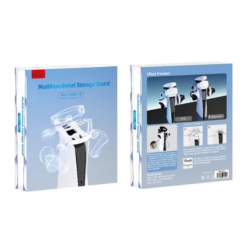 【ABUP】Staffa di archiviazione utile per console di gioco PS5 Supporto per cuffie con cavo di ricarica 2 in 1 per accessori PS VR2 VR