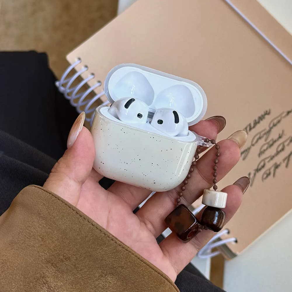 Aesthetic Beige Macchie dirty Print Protective case for earphones with amber beads Soft cover for enclosures AirPods 1 2 3 4 Pro Pro2
