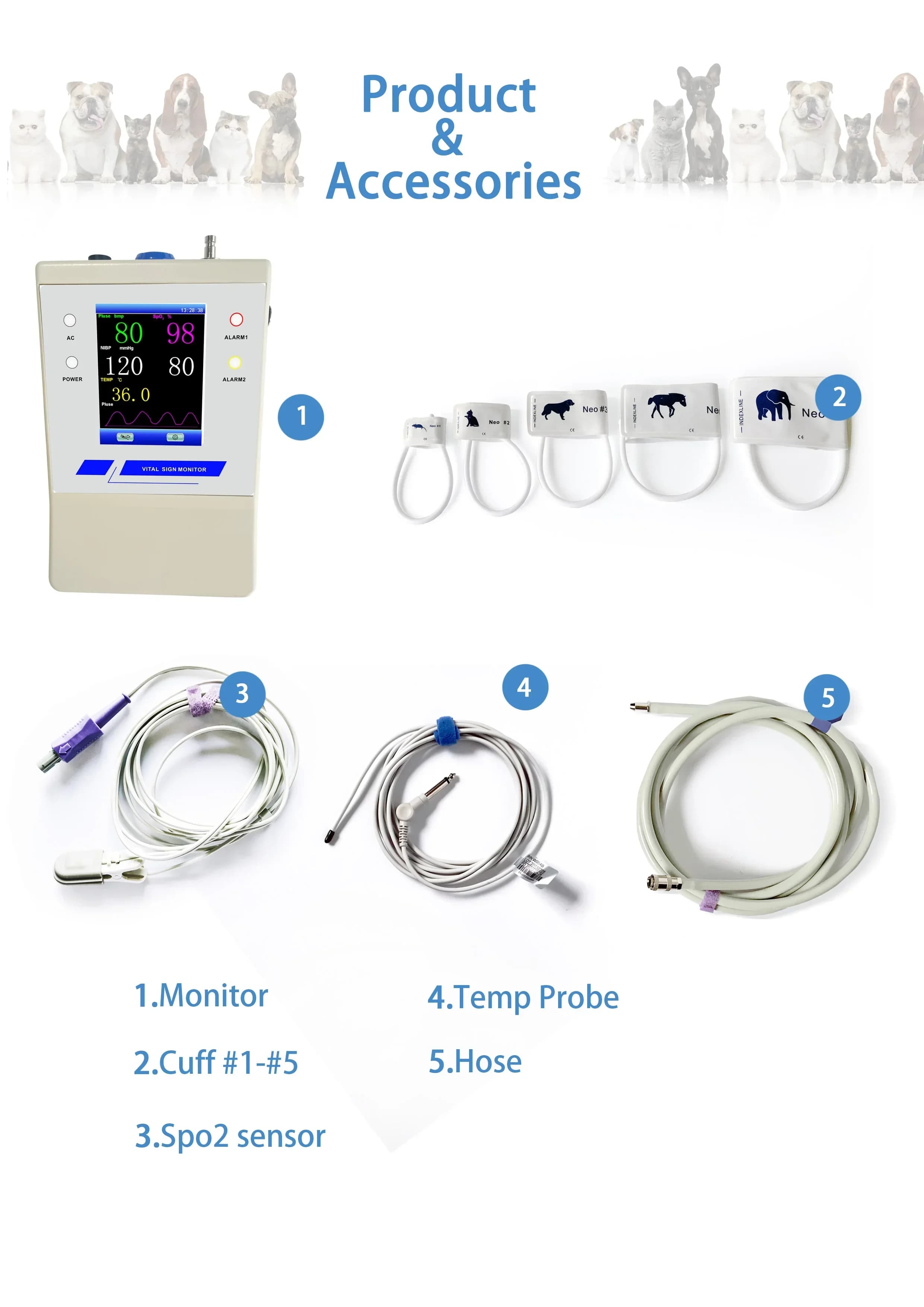 2026 Rechargeable Battery Animal Hospital Equipment Medical Portable Pulsossimeter for Veterinary