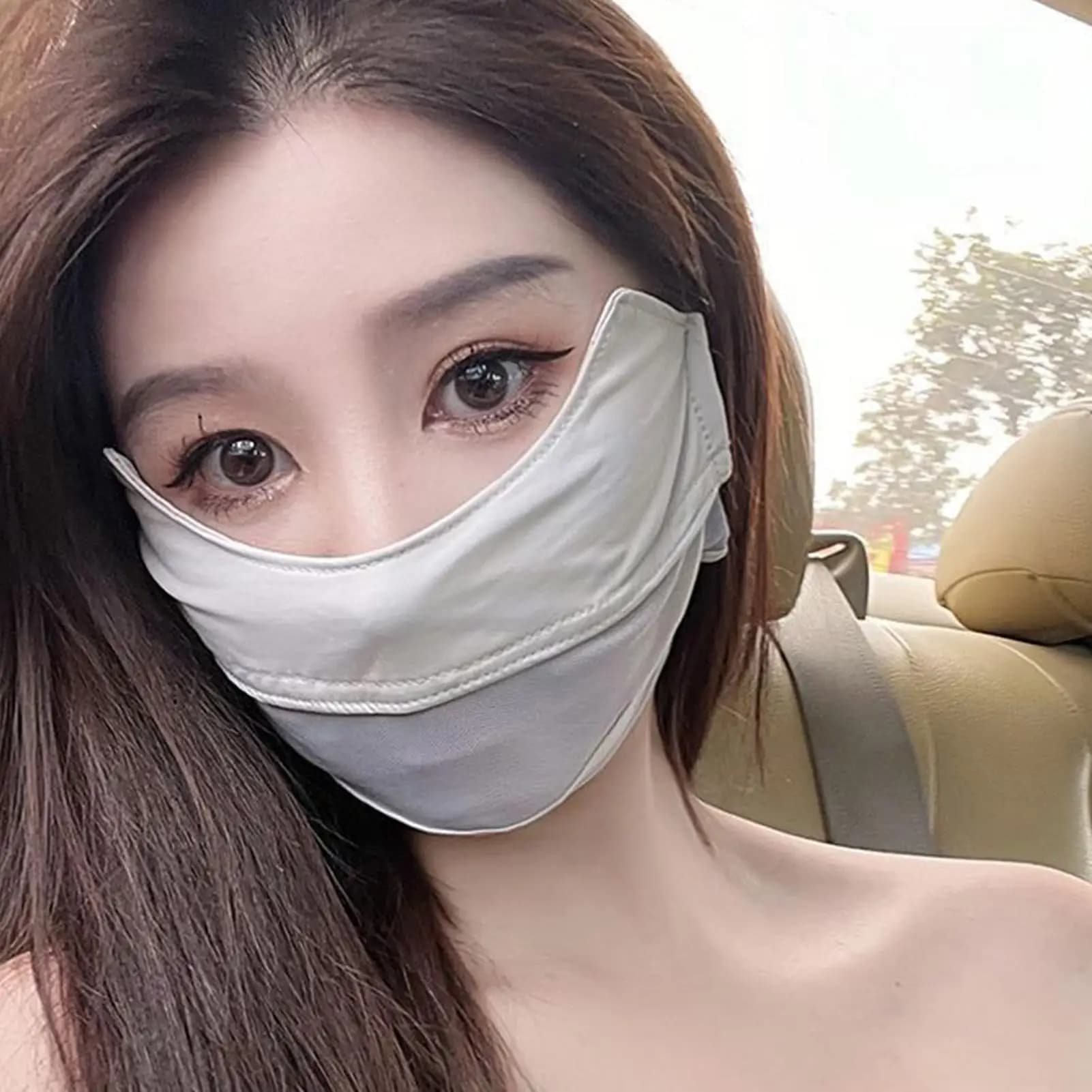 Maschera Rinfrescante per il Viso, Protezione Solare Regolabile, Maschera Estiva in Seta Ghiacciata Anti-UV, Traspirante per Sport all'Aperto, Ciclismo, Escursionismo, Donna