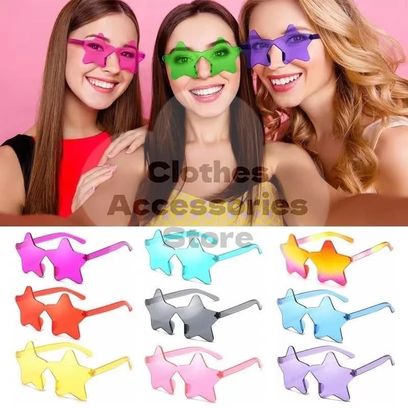 5Pcs Star Shaped Sunglasses Rimless Colorful Transparent Party Glasses