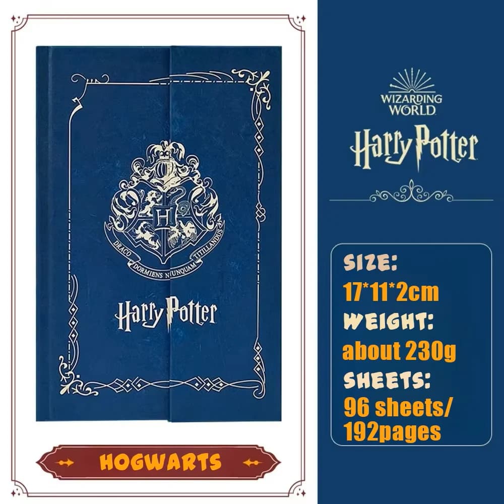Autentico Quaderno con Copertina Rigida di Harry Potter, Diario delle Quattro Case di Hogwarts per Studenti, Forniture per Scuola e Ufficio, Regalo per Ragazze