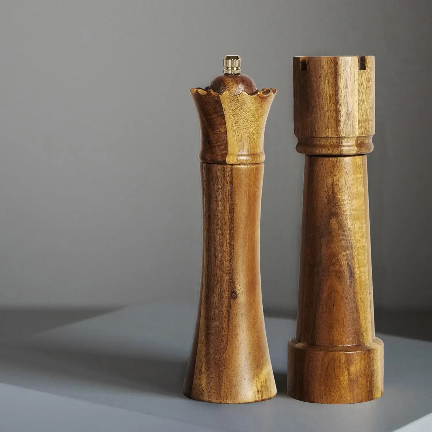 Set Macinapepe e Macinasale in Legno Design ChPiece – Macinini Manuali Ricaricabili con Regolazione