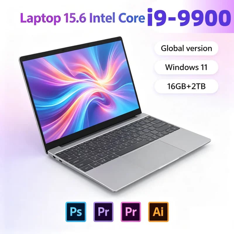 LENO 2026 Laptop Ultra Sottile 15.6 Pollici 4K HD, Intel Core i9-9900, Windows 11, 16GB RAM, 1TB SSD, Notebook Portatile da Gaming per Affari