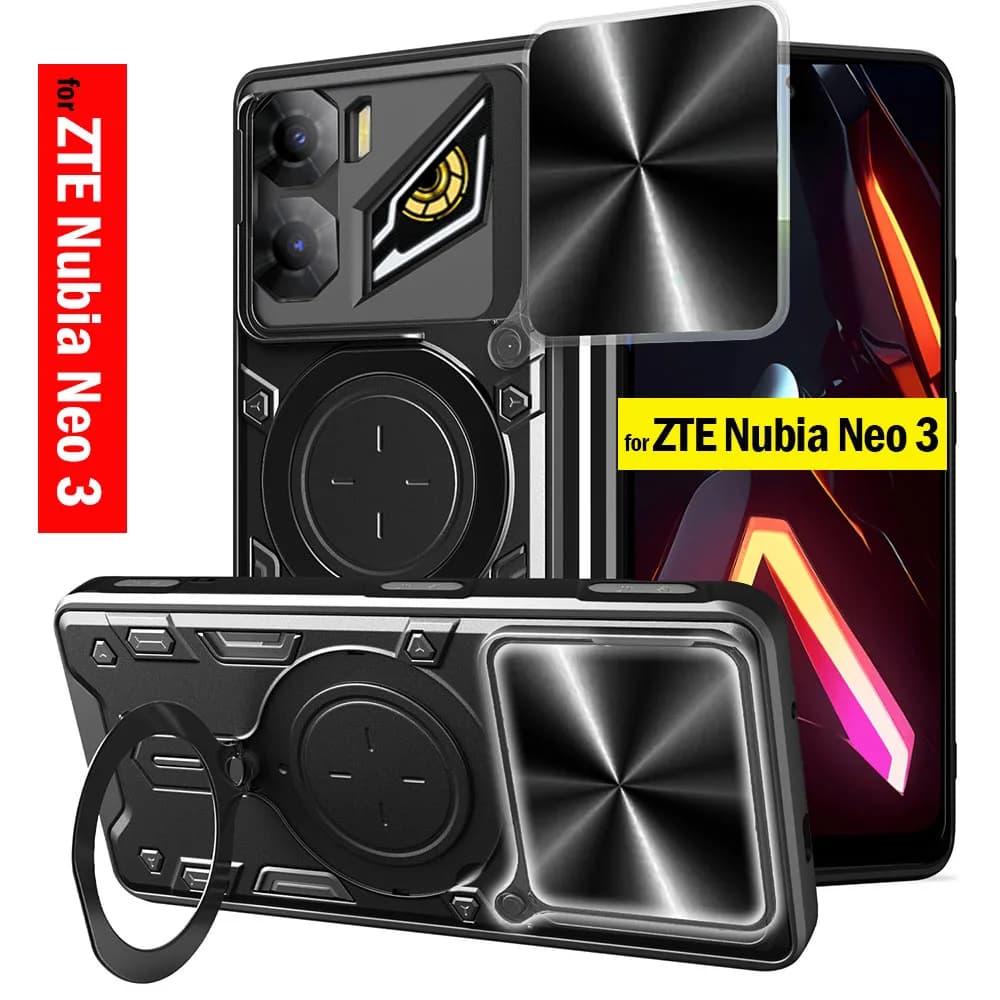 Custodia per ZTE Nubia Neo 3 con Anello Magnetico e Protezione Fotocamera Scorrevole - Cover per Telefono ZTE Nubia Neo3