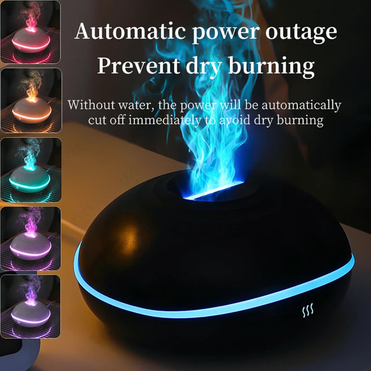 7-color Flame Wood Grain Crack Aromatherapy Machine Mini USB Air Ultrasonic Atomization Humidifier Aromatherapy Machine