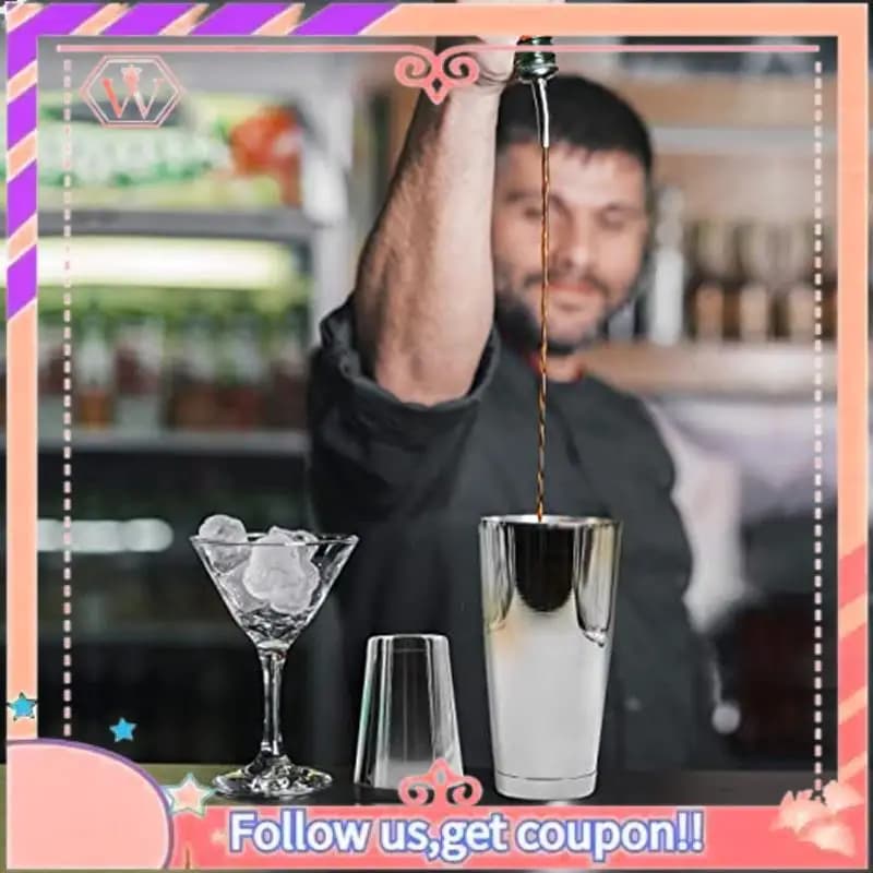 Set di shaker per cocktail premium aggiornato: set di shaker Pro Boston. Shaker per bevande Martini non peso realizzato in acciaio inossidabile 304
