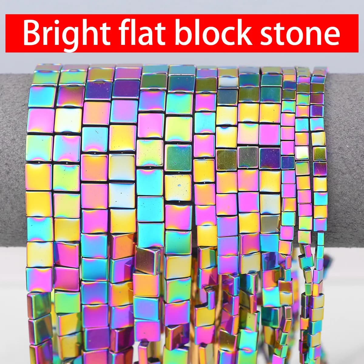 4/6/8mm Multicolor Flat Rectangle Hematite Beads For Making Diy Jewellery Accessories Such as Bracelets Necklaces and Key Rings