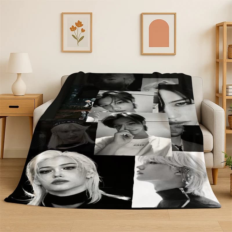 Coperta in flanella Kpop Felix Stray Kids, morbida e calda, per camera da letto, soggiorno, letto, viaggi, campeggio, picnic, regalo
