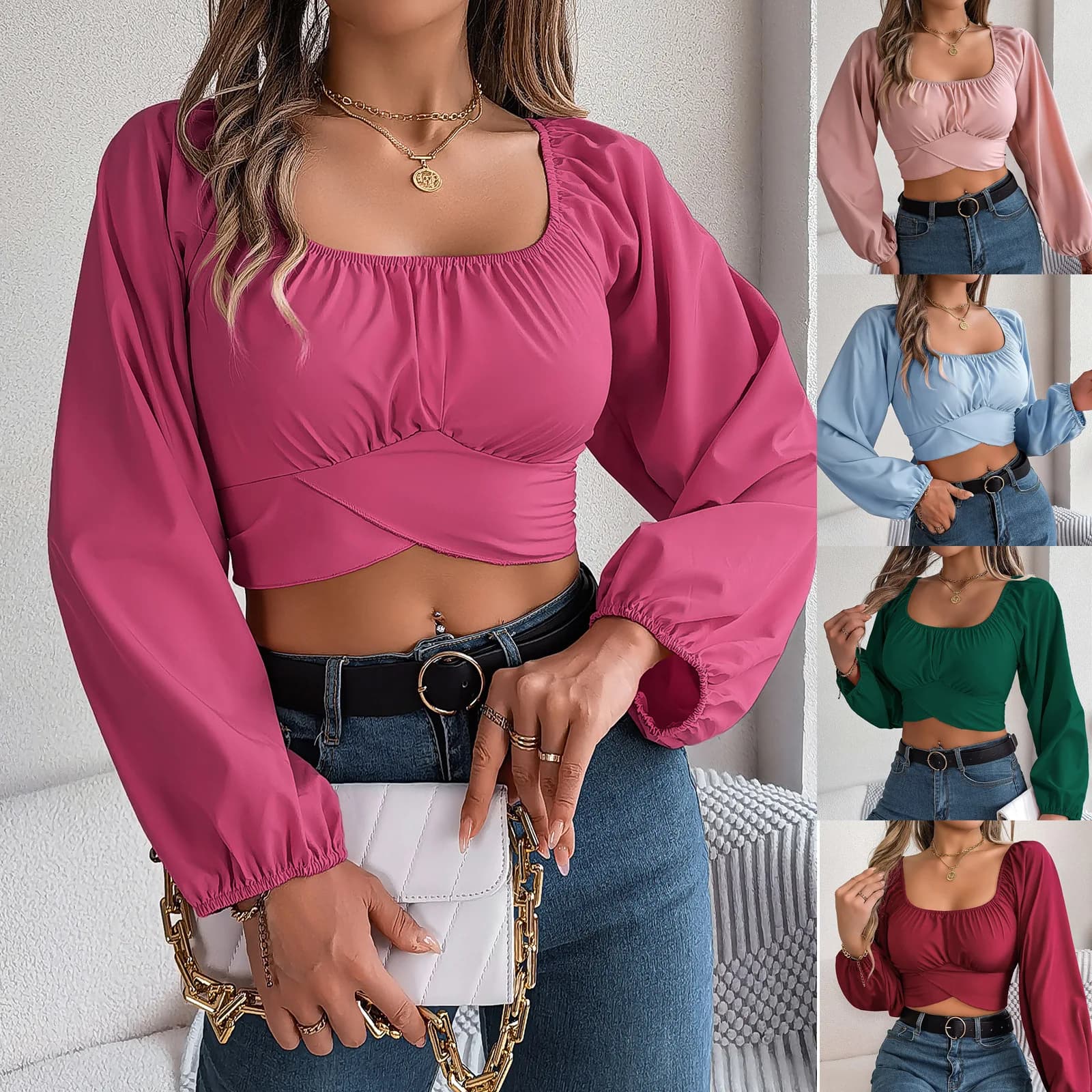 2025 nuove donne della molla camicette moda elegante nuovo casual solido manica lunga camicie di chiffon estate sexy backless arco crop top
