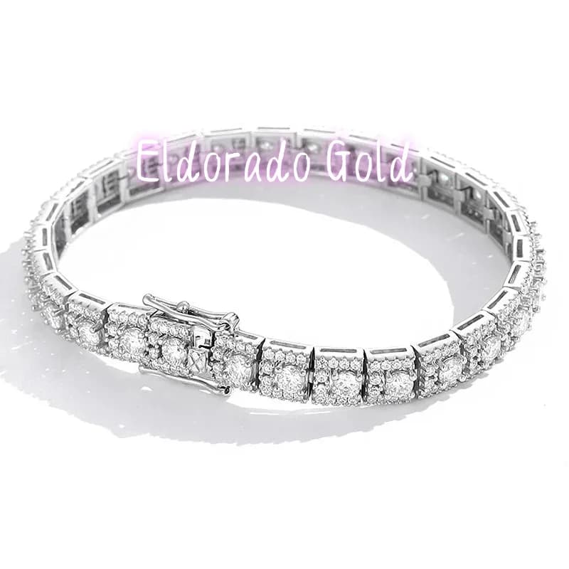 Bracciale di Lusso Eldorado in Platino PT950 con Diamanti Moissanite per Donna, Bracciale Completamente Tempestato di Diamanti