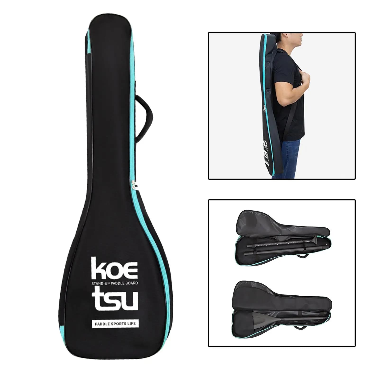 Borsa per pagaia per kayak, portatile, imbottita, leggera, con doppia cerniera, resistente all'usura, per borsa per pagaia divisa per canoa da barca