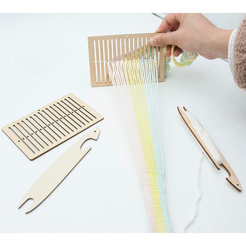 Belt Weaving Loom Wooden Loom Creation Kit Beginner Knitting Loom Kit 2Pcs Weaving Set DIY Craft Kits