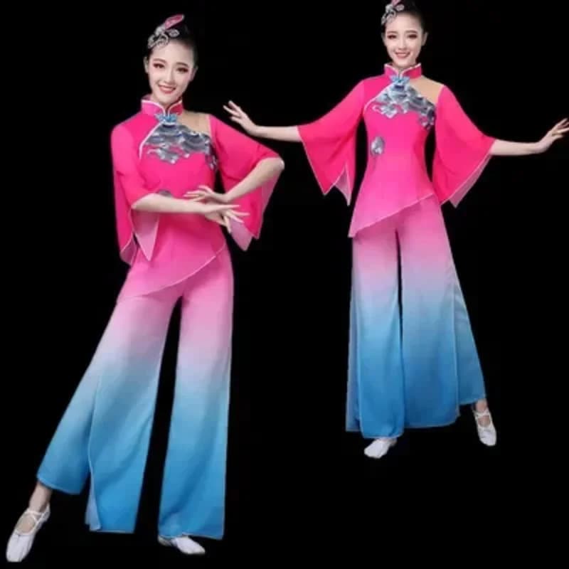 High Quality Yangko new classical elegant Place de la Nation fan dance modern performance costumes women’r,7;k'2.s;9,