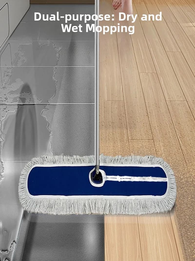 Mop piatto di grandi dimensioni in cotone industriale, strumento per la pulizia di hotel, spazzola per pavimenti, mop essenziale per la pulizia della polvere domestica con secchio