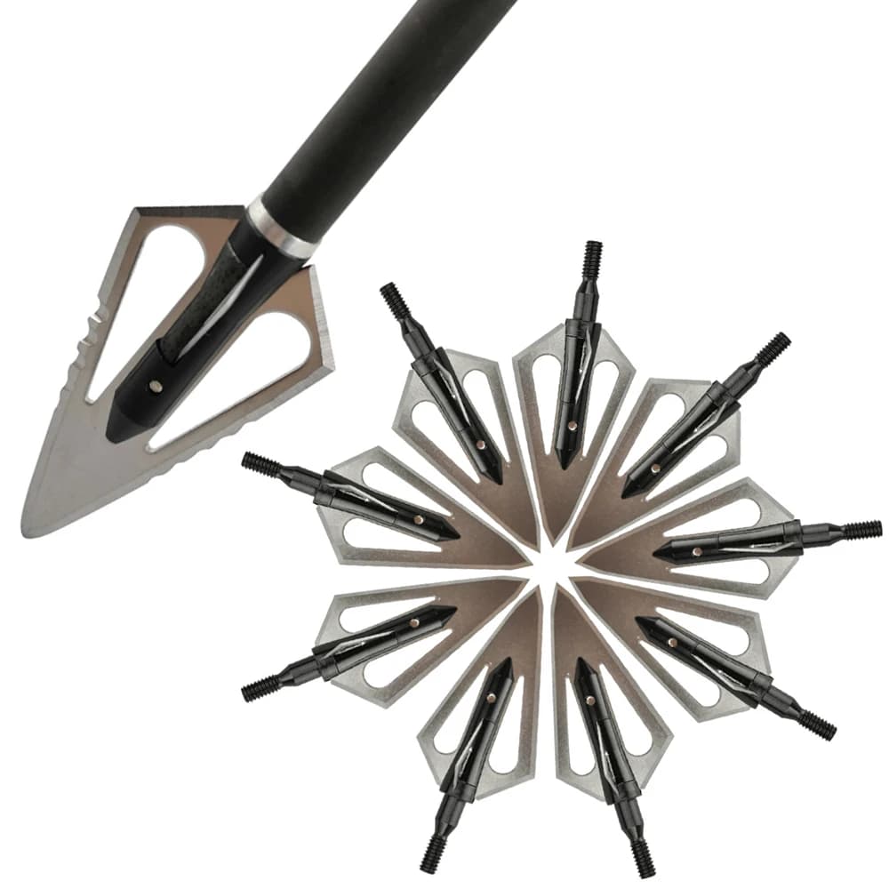 6/12pcs Hunting Arrowheads 100 Grain Stainless Steel Blade Broadhead Archery Arrow Points Bow Hunting Shooting Target Arrow Tips