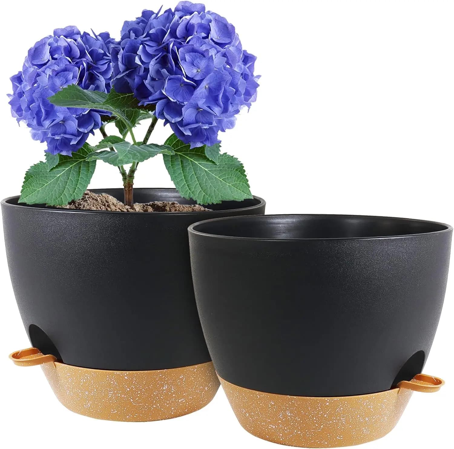 Vasi autoirriganti da 10 pollici, confezione da 2 fioriere in plastica con fori di drenaggio a rete per piante da giardino e fiori, vasi per piante con D