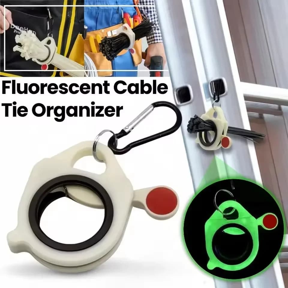 Organizzatore di fascette per cavi fluorescenti Porta fascette riutilizzabile con cerniera Strumento di archiviazione di fascette per cavi in plastica portatile Organizzatore di fascette per cavi elettrici