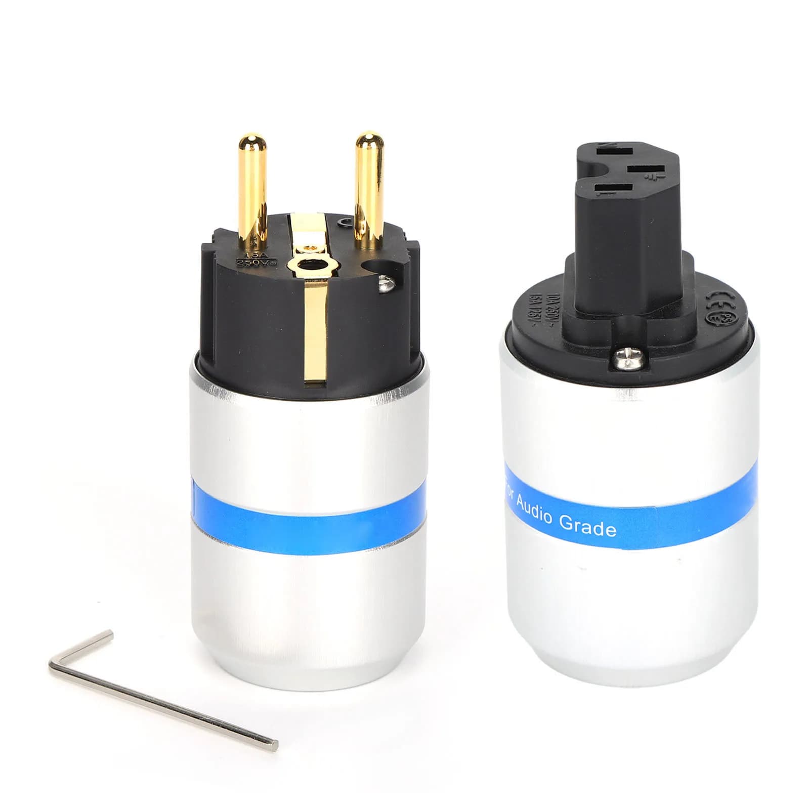 24K gold plated pure copper CA power plug, IEC connector for professional audio-visual equipment