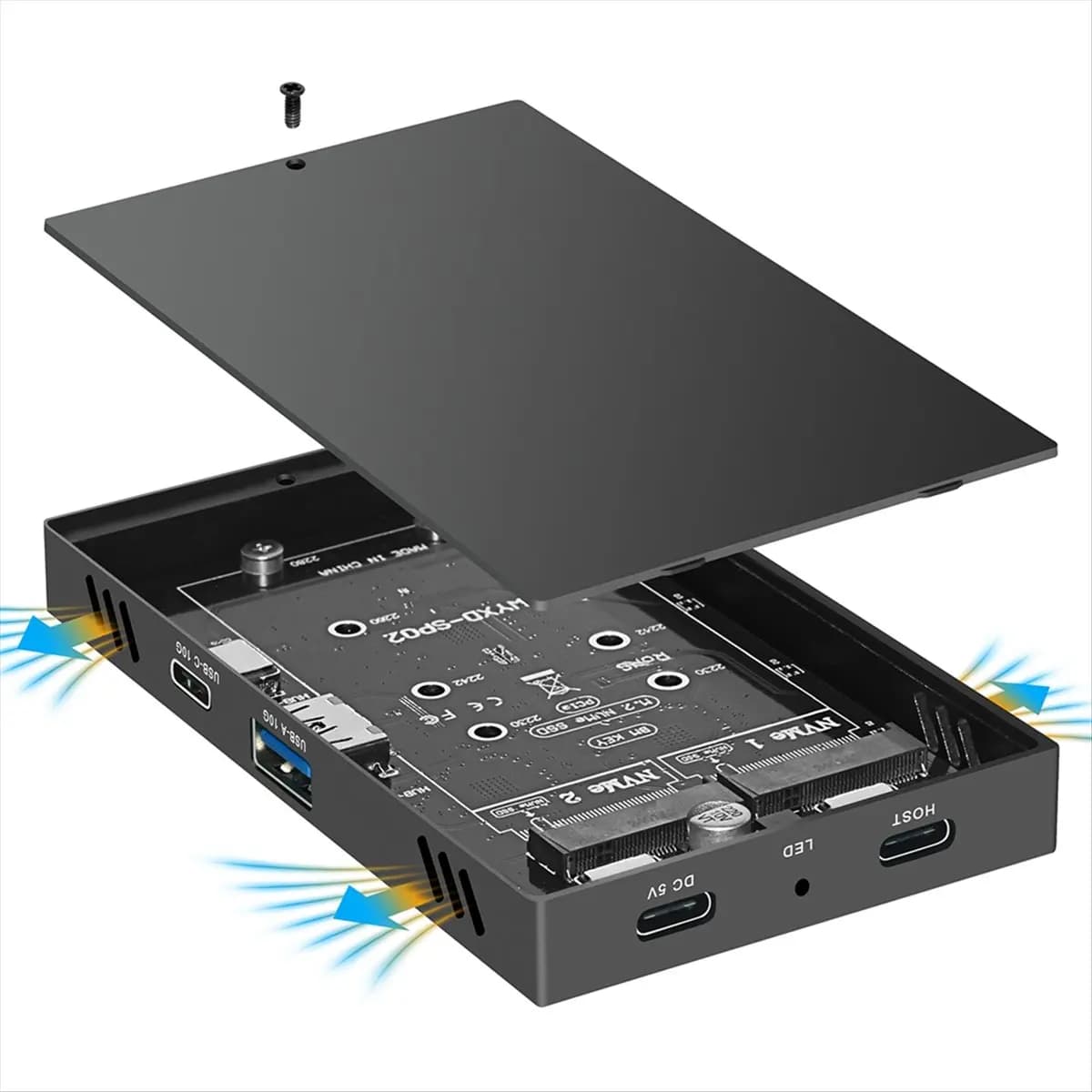 Docking Station AA86 M.2 NVMe SSD 10Gbps, Case in Alluminio a Doppio Slot per PC e Laptop