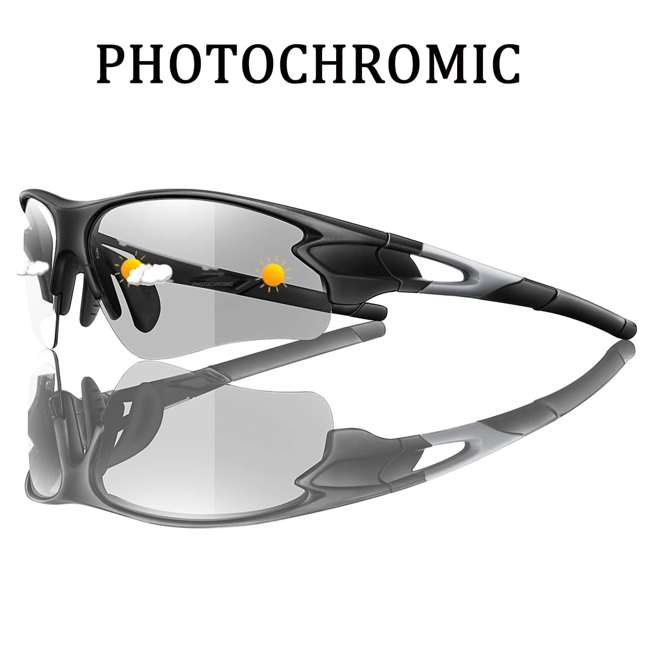 Fashionable photochromatic sunglasses Unisex outdoor sports glasses for fishing Cycling Riding Racing Guide Comfortable glasses
