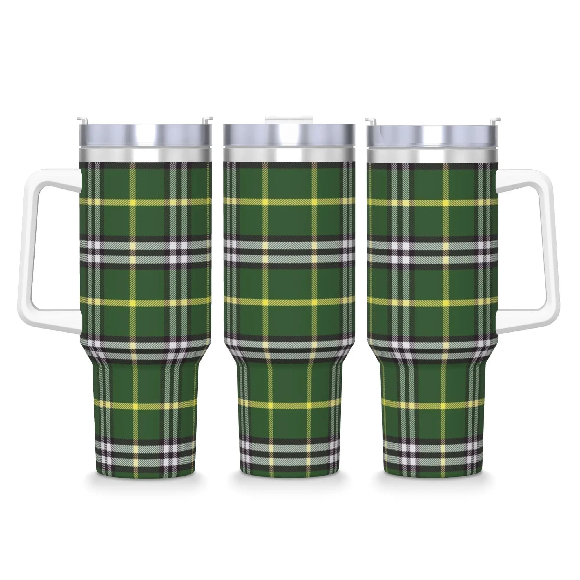Tumbler in Acciaio Inox Giallo Tartan, Tazza Termica da Viaggio con Cannuccia e Coperchio, 40oz, Borraccia per Auto per Acqua Calda e Fredda