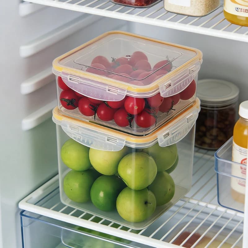 Contenitori Trasparenti per Frigorifero con Coperchio, in Plastica per Alimenti, Contenitori Multifunzionali per la Conservazione degli Alimenti