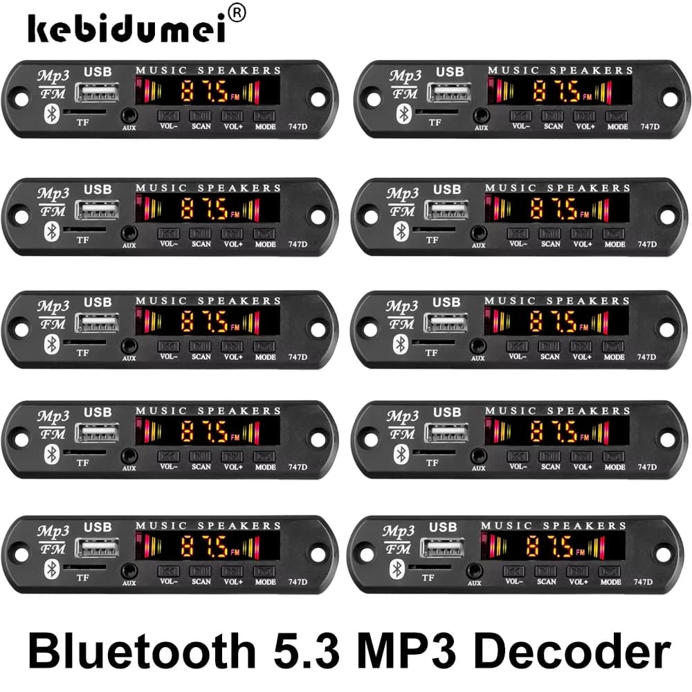 KEBIDUMEI Scheda Decoder MP3 WMA Bluetooth 5.0 Wireless 9V-12V per Auto con USB, TF, Radio FM e Schermo a Colori - Lettore MP3