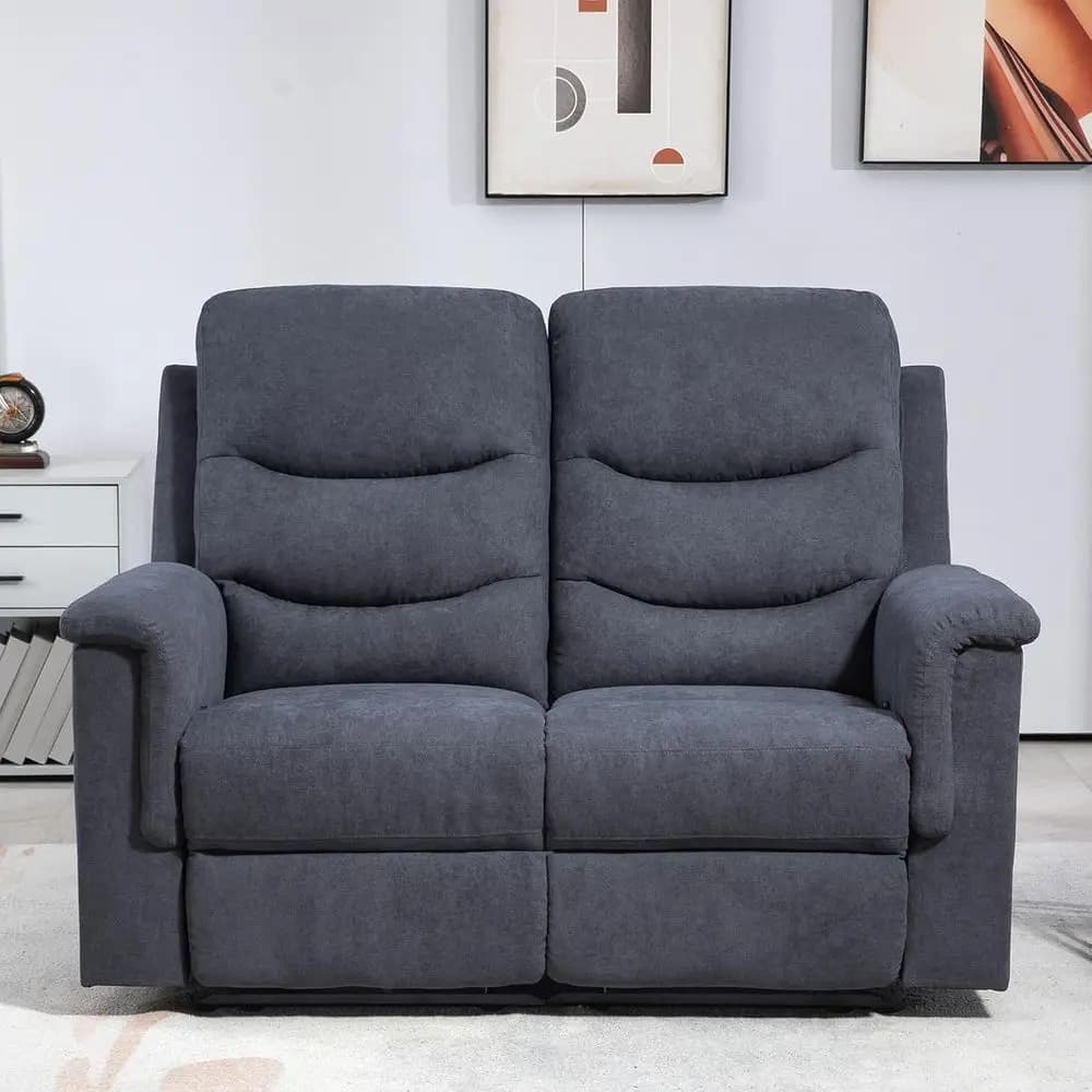 Divanetto Reclinabile Compatto con Poggiapiedi Regolabile, Portabicchieri e Tasche Laterali per Spazi Ristretti e Home Theater