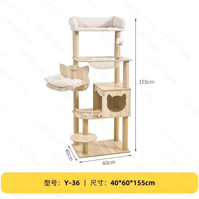 Cat climbing frame tree integrated large wooden frame house scratching post does not occupy space capsule cat scratching post