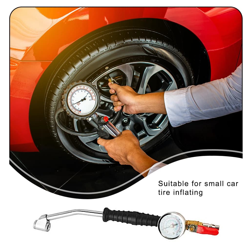 Asta gonfiabile per pneumatici con manometro Gonfiatore per auto Test del calibro Compressore Accessori sicuri Accessori antiscivolo Piccolo