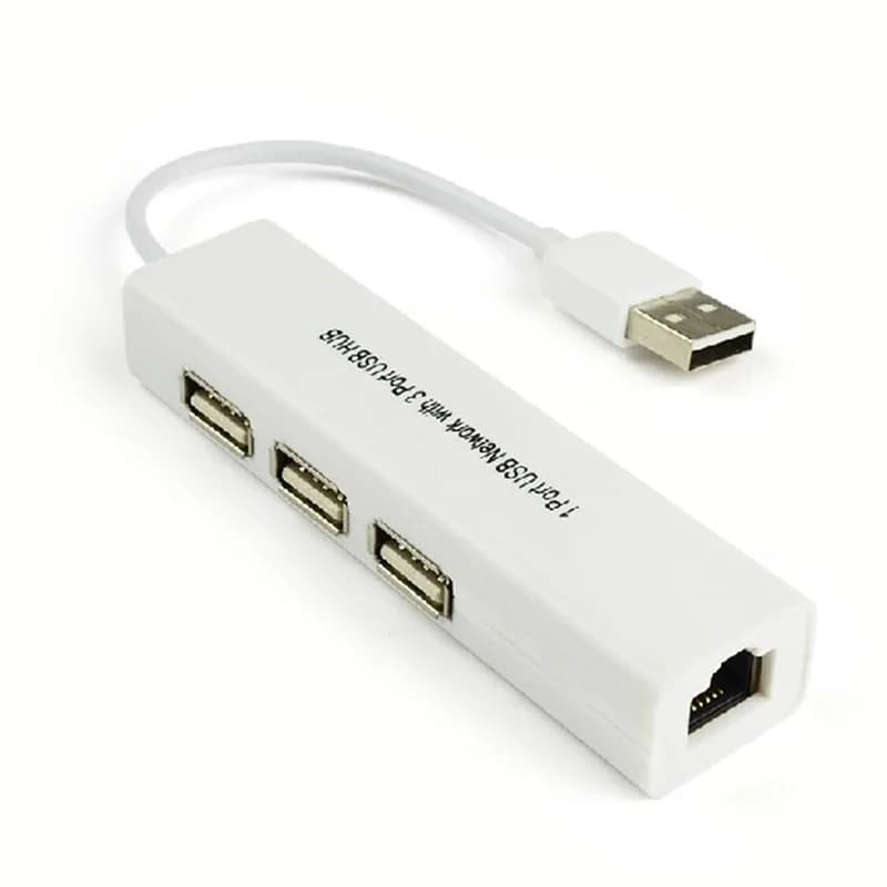 Free Shipping USB to RJ45 Lan Card Ethernet Network Adapter Cable 3 Port Hub 2 in 1 Win7 8 XP