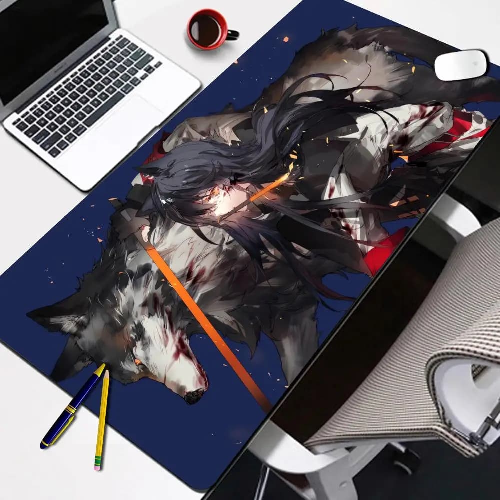 Tappetino per mouse da gioco Kawaii Anime Arknights Texas Tappetino per mouse con bordo di blocco Accessori da gioco Tappetino per tastiera XXL da gioco Prime