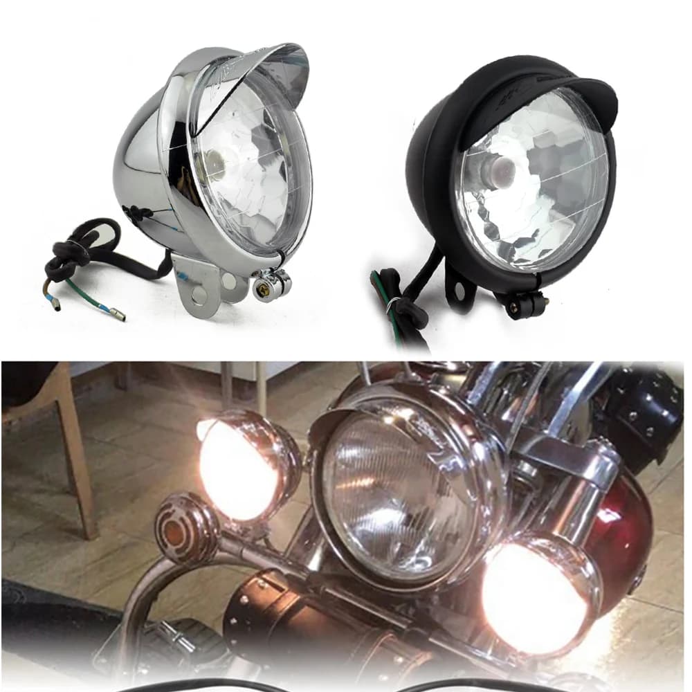 Faro universale per moto 12V cromato / BlackABS Fendinebbia per moto Lampada per fari Illuminazione per pezzi di ricambio per moto