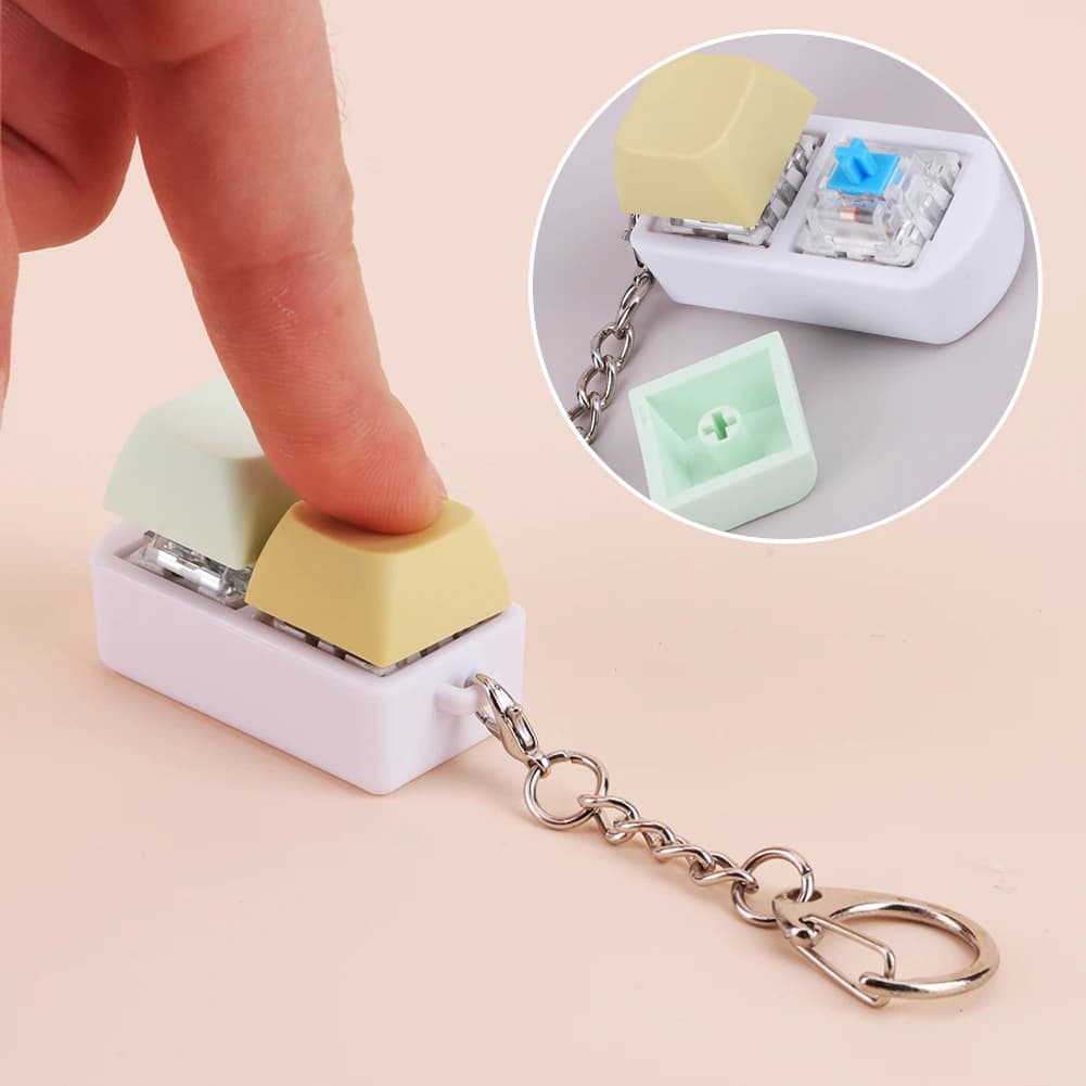 Keyboard Fidget Fidget Clicker 2 Keys Finger Clicker Mechanical Keyboard Fidget Button for Adults Anxiety Decompression