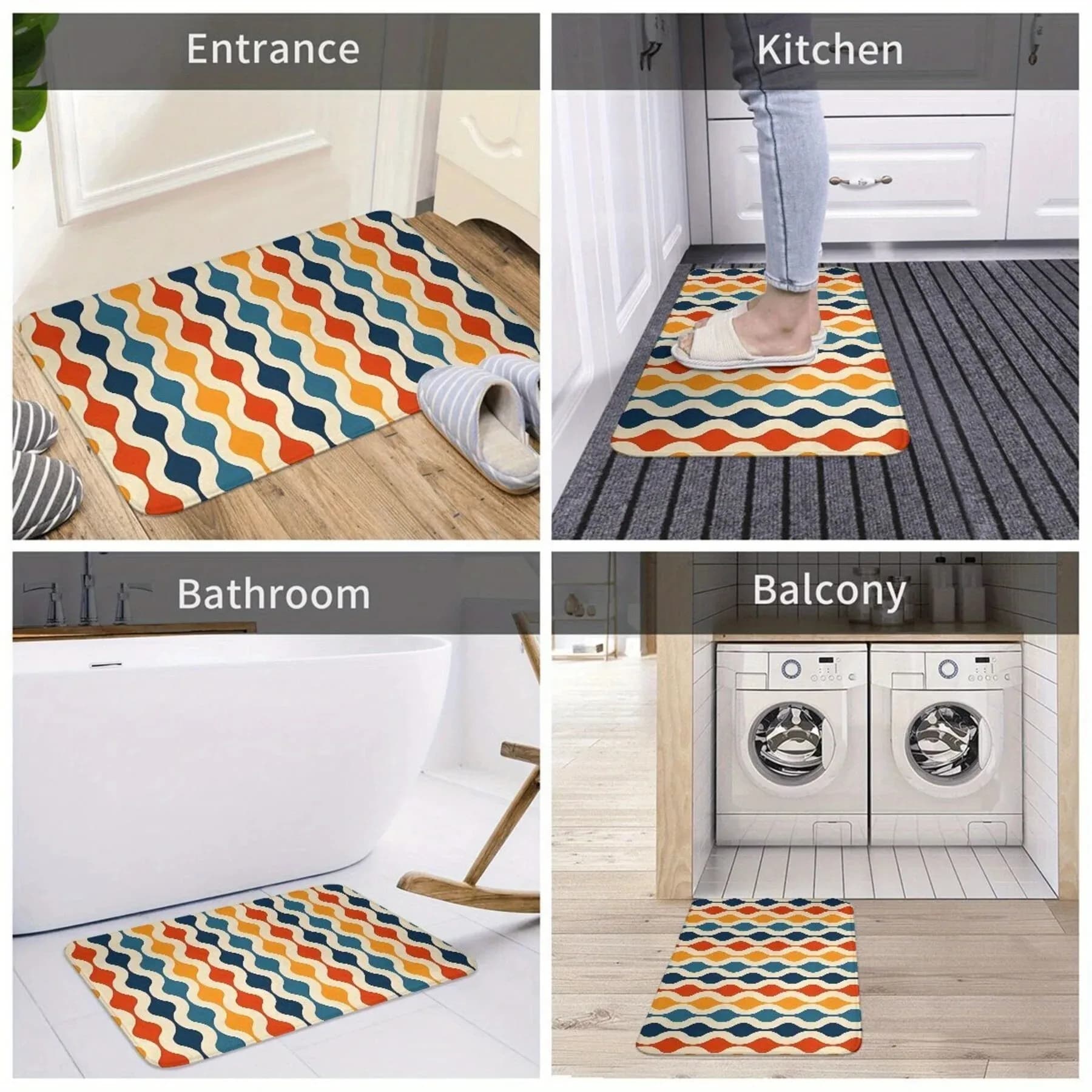 1PC modello geometrico tappetini per porte di casa tappeti da cucina antiscivolo design pop tappeti da bagno tappetino da bagno per la casa lavello lavanderia arredamento