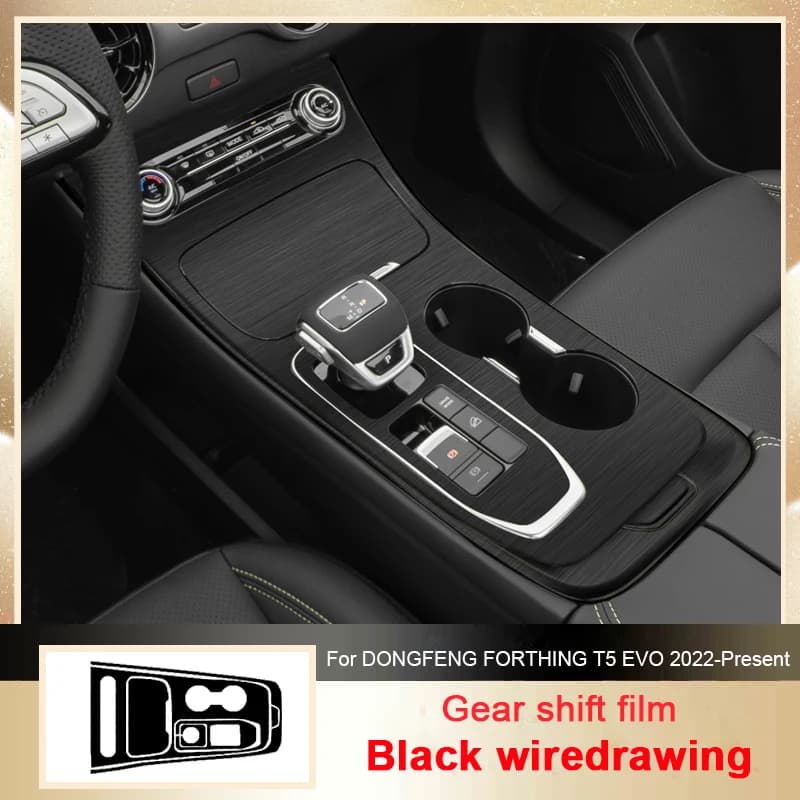 Adesivo per interni in carbonio per auto per DONGFENG FORTHING T5 EVO 2022-2026 Pannello per finestra di sollevamento Decal Gear Pellicola protettiva per porta interna