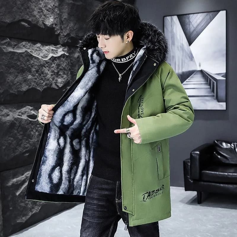 Cappotto Invernale da Uomo con Cappuccio, Giacca Imbottita in Cotone, Resistente all'Usura, Stile Lungo, Moda per Coppie, Stile Vintage Medio