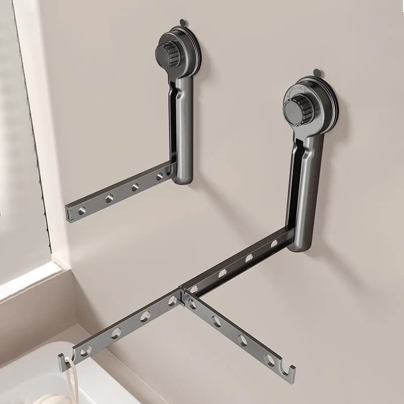 Suction Cup Clothes Drying Rack Hook Storage Clothes Hangers Wall Mounted Folding Clotheslines Indoor Outdoor Bathroom Supplies