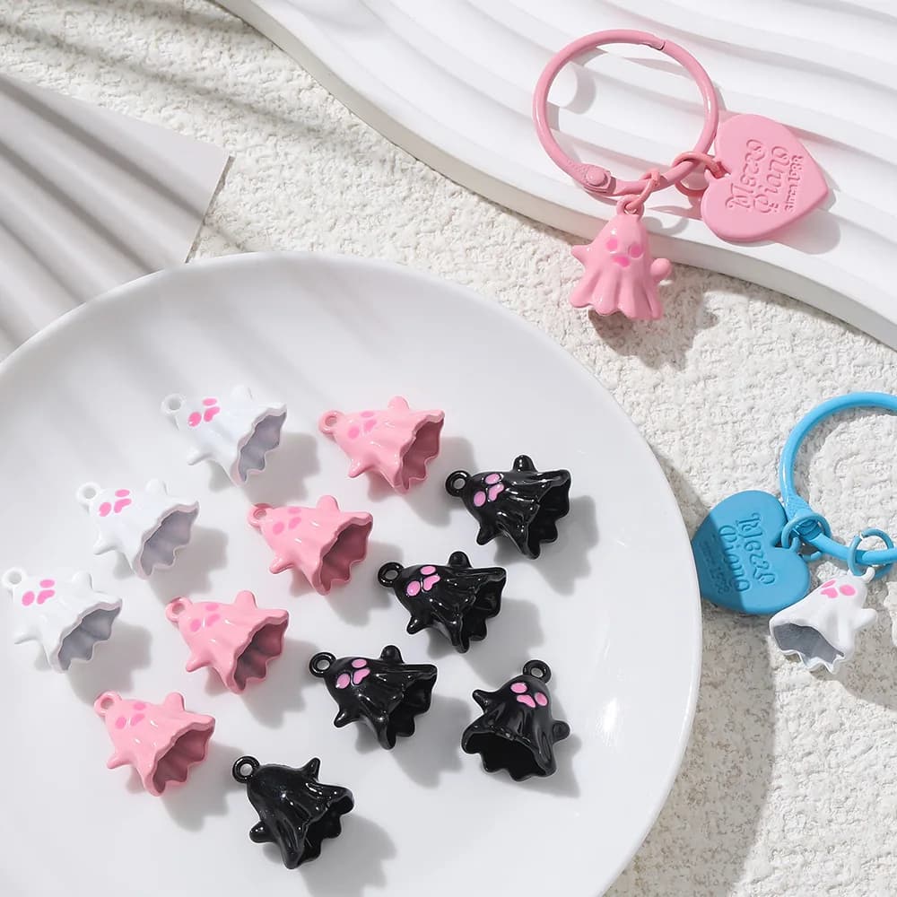 10Pcs Colorful Baked Paint Halloween Elf Little Devil Charms Funny Alloy Pendants for DIY keychain Jewelry Making Accessories
