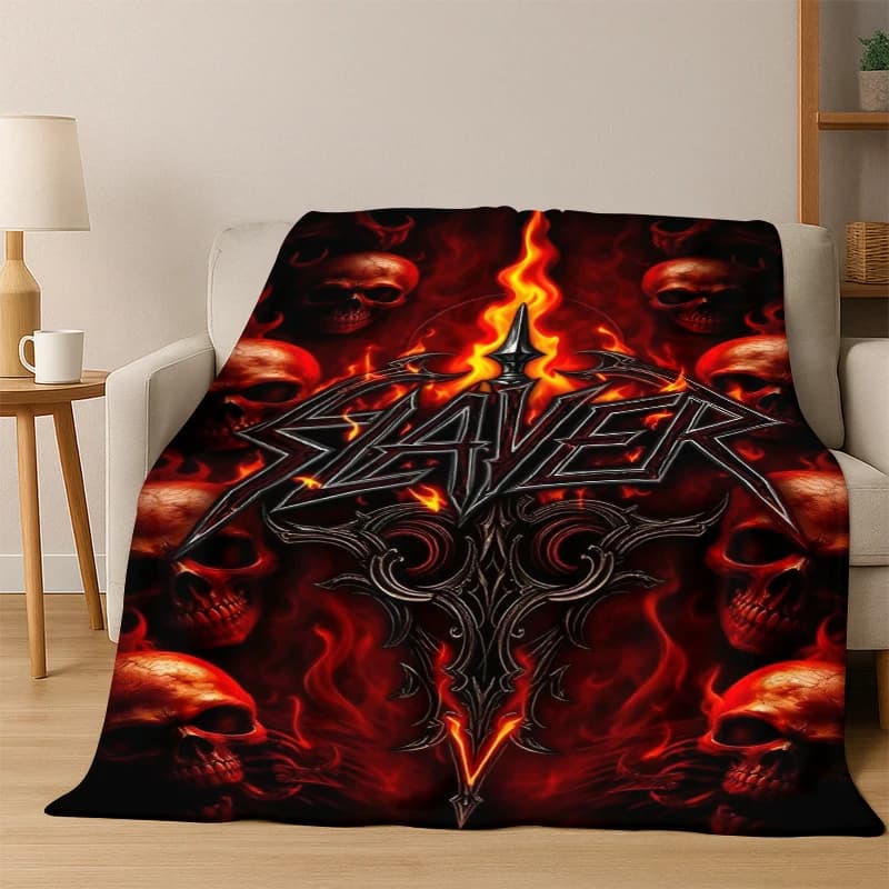 Coperta in flanella 3D Slayer Heavy Metal Rock Band, morbida e calda, per camera da letto, soggiorno, letto, viaggi, picnic