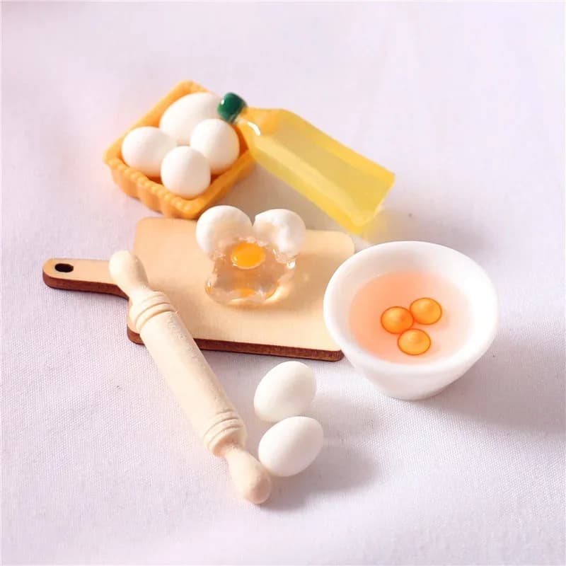 5 pz/set Mini Mattarello Ciotola Per Uova Olio D'oliva Strumenti Set Accessori Da Cucina Fatti A Mano 1:12 Casa Delle Bambole Complementi Arredo Casa Carino Utensili Da Cucina
