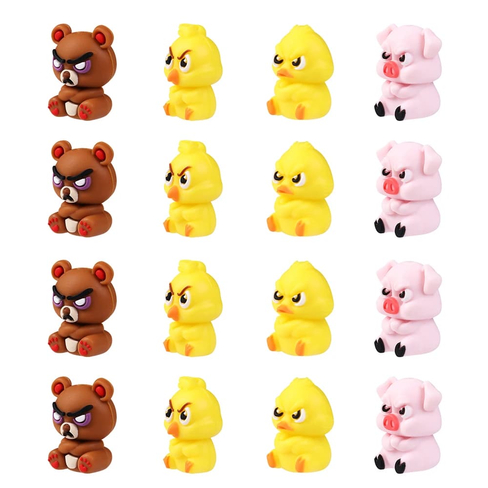 5/20/50Pcs 3D Silicone Beads Cute Funny Angry Animals Theme Focal Beads for Jewelry Making Keychain DIY Pen Beaded Accessory