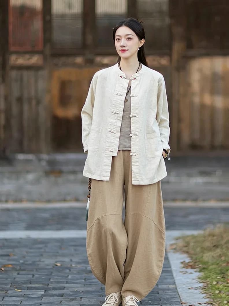 Loose Cotton Linen Cardigan Jacket Women's Spring Summer Autumn Casual Set Open Front Shirt Style Breathable Comfortable