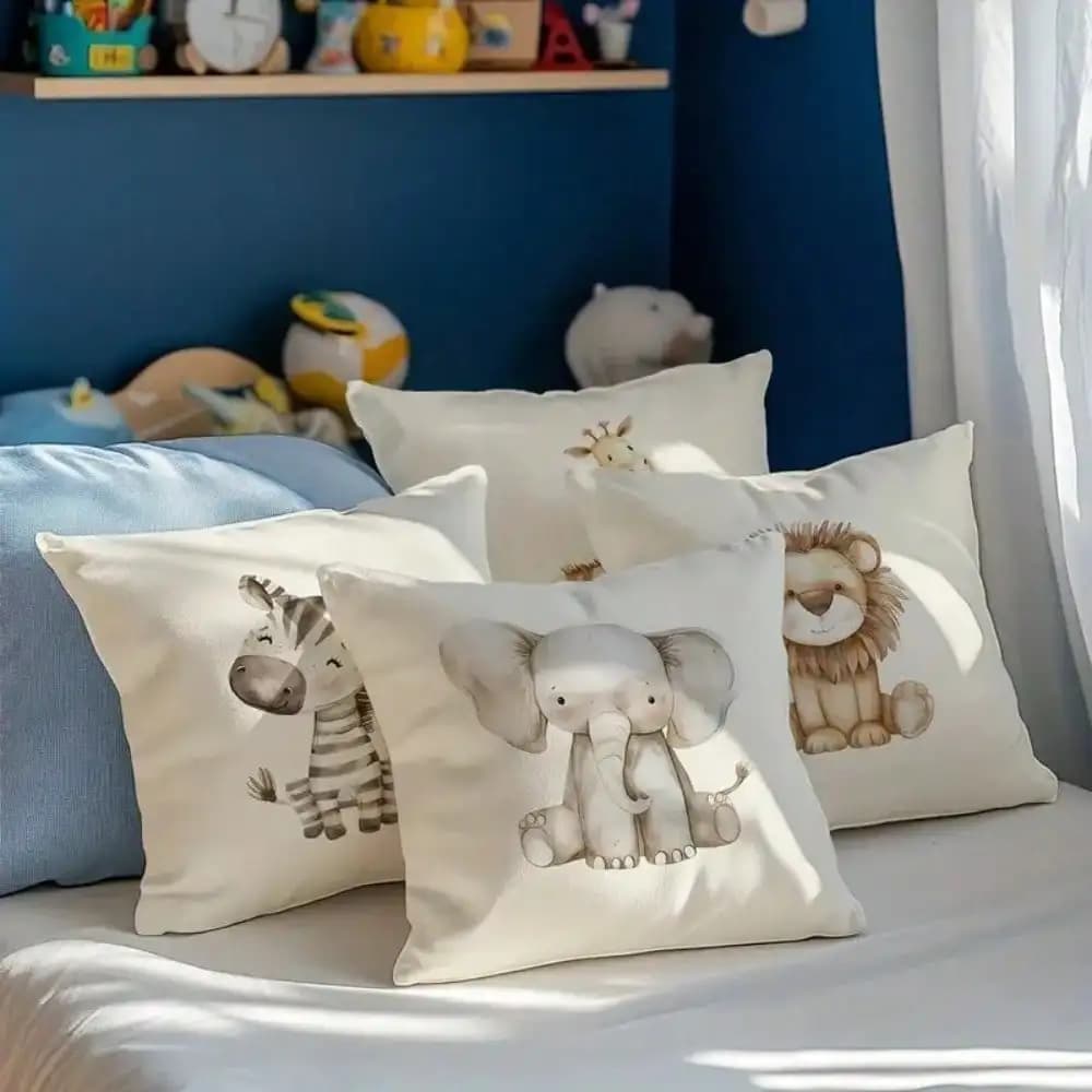 4pcs Set, Single-Sided Print, Cute Animal Pattern Pillowcases: Zebra, Elephant, Giraffe, Modern Fashion Decorative Pillow Covers